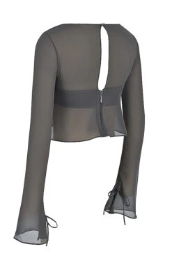 Shadow Long Sleeve Floaty Top -Pinkyy Kleider Geschaft sb8251 02