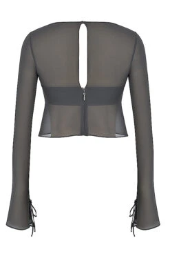 Shadow Long Sleeve Floaty Top -Pinkyy Kleider Geschaft sb8251 03