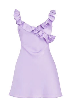 Orchid Satin Ruffle Mini Dress -Pinkyy Kleider Geschaft sb8266 01rr