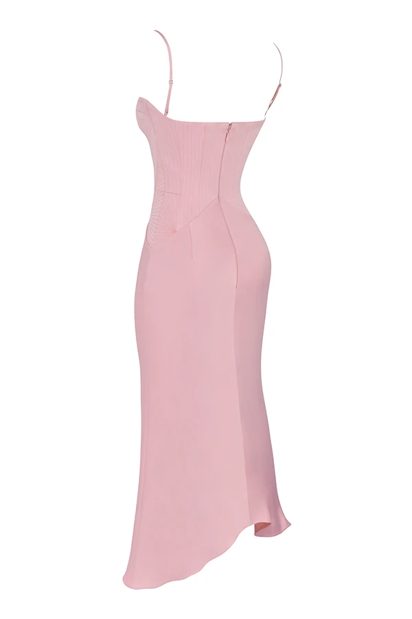 Rose Pink Satin Corset Midi Dress 15 Rose Pink Satin Corset Midi Dress – Bild 15
