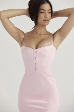 Rose Pink Satin Corset Midi Dress 23 Rose Pink Satin Corset Midi Dress -Pinkyy Kleider Geschaft sb8354a 8