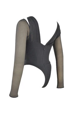 Shadow Asymmetric Cutout Bodysuit -Pinkyy Kleider Geschaft sb8367 02