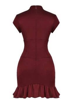Wine Ruffle Corset Dress -Pinkyy Kleider Geschaft sb8380a 02