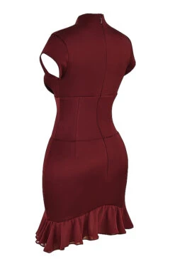 Wine Ruffle Corset Dress -Pinkyy Kleider Geschaft sb8380a 03