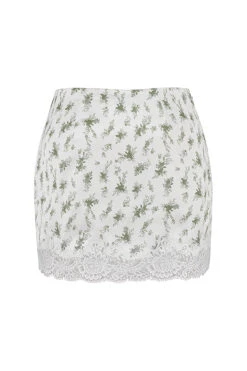 Garden Print Lace Trim Mini Skirt -Pinkyy Kleider Geschaft sb8404 03