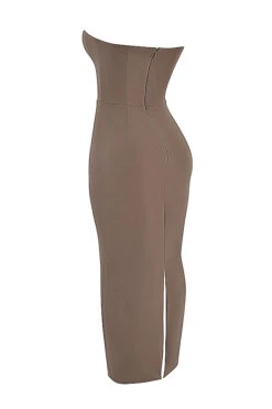 Taupe Strapless Corset Maxi Dress -Pinkyy Kleider Geschaft sb8444b 02