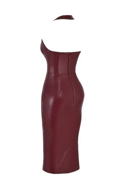 Wine Vegan Leather Midi Dress 34 Wine Vegan Leather Midi Dress -Pinkyy Kleider Geschaft sb8586 02