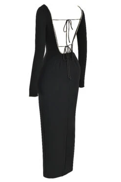 Black Crystal Embellished Maxi Dress -Pinkyy Kleider Geschaft sb8712 02