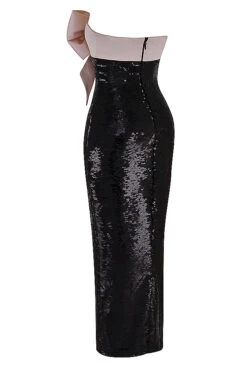Black Sequin Strapless Bow Dress -Pinkyy Kleider Geschaft sb8780 02