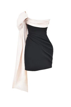 Black & Ivory Bow Mini Dress -Pinkyy Kleider Geschaft sb8808 02