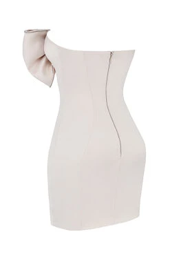 Ivory Satin Crystal Embellished Bow Dress -Pinkyy Kleider Geschaft sb8815 02