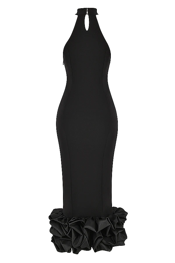 Black Peplum Midi Dress 14 Black Peplum Midi Dress – Bild 14