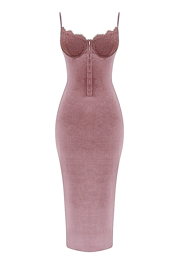 Soft Pink Velvet Midi Dress 13 Soft Pink Velvet Midi Dress – Bild 13