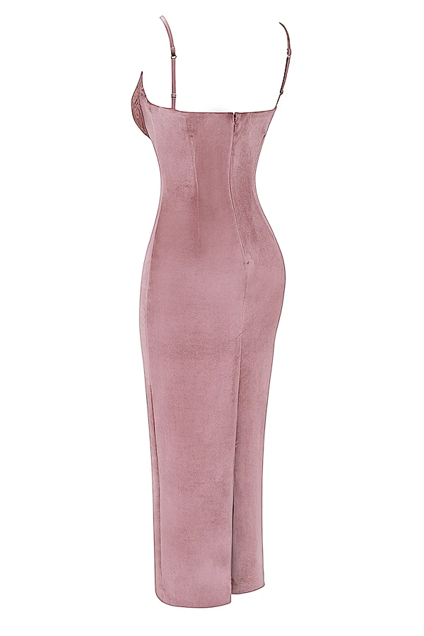 Soft Pink Velvet Midi Dress 14 Soft Pink Velvet Midi Dress – Bild 14
