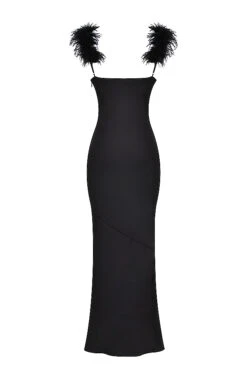 Black Satin Maxi Dress -Pinkyy Kleider Geschaft sb8905 03