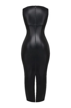 Black Vegan Leather Maxi Dress 21 Black Vegan Leather Maxi Dress -Pinkyy Kleider Geschaft sb8915a 03