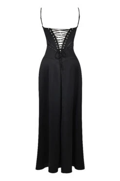 Black Lace Up Maxi Dress -Pinkyy Kleider Geschaft sb9032 03