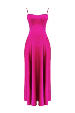 Fuchsia Lace Up Maxi Dress -Pinkyy Kleider Geschaft sb9032a 01t