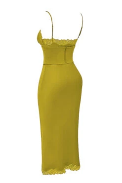 Chartreuse Satin Slip Dress 24 Chartreuse Satin Slip Dress -Pinkyy Kleider Geschaft sb9034 02