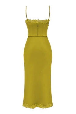 Chartreuse Satin Slip Dress 25 Chartreuse Satin Slip Dress -Pinkyy Kleider Geschaft sb9034 03