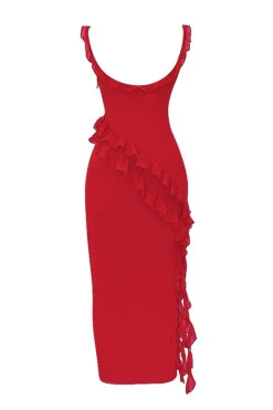 Cherry Ruffle Maxi Dress -Pinkyy Kleider Geschaft sb9117 03g