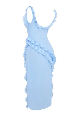 Soft Blue Ruffle Maxi Dress -Pinkyy Kleider Geschaft sb9117a 02