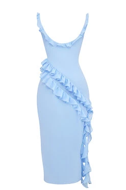 Soft Blue Ruffle Maxi Dress -Pinkyy Kleider Geschaft sb9117a 03