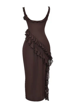 Espresso Ruffle Maxi Dress -Pinkyy Kleider Geschaft sb9117c 03