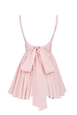 Soft Peach Bow Mini Dress -Pinkyy Kleider Geschaft sb9124b 03