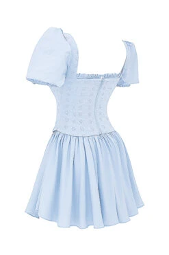 Soft Blue Broderie Corset Mini Dress -Pinkyy Kleider Geschaft sb9167 02a