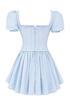 Soft Blue Broderie Corset Mini Dress -Pinkyy Kleider Geschaft sb9167 03a