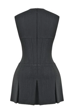 Charcoal Pleated Corset Dress 33 Charcoal Pleated Corset Dress -Pinkyy Kleider Geschaft sb9441 03