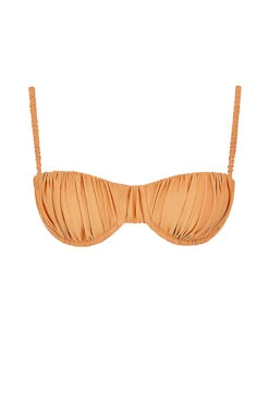 Light Orange Ruched Bikini Top -Pinkyy Kleider Geschaft sbb1011d 01