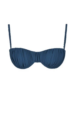 Deep Blue Ruched Bikini Top -Pinkyy Kleider Geschaft sbb1011e 01