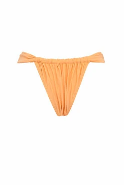 Light Orange Gathered High Leg Bikini Bottom -Pinkyy Kleider Geschaft sbb1017d 03