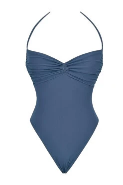 Deep Blue Gathered Swimsuit -Pinkyy Kleider Geschaft sbb1029b 01z