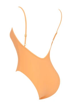 Light Orange Plunge One Piece Swimsuit -Pinkyy Kleider Geschaft sbb1030b 02