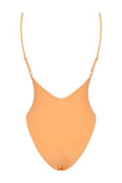 Light Orange Plunge One Piece Swimsuit -Pinkyy Kleider Geschaft sbb1030b 03