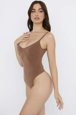 Sculpting Thong Bodysuit Mocha -Pinkyy Kleider Geschaft sbl0052c 2