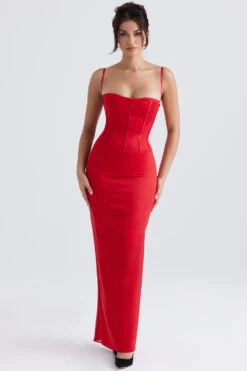 Red Satin Corset Maxi Dress 19 Red Satin Corset Maxi Dress -Pinkyy Kleider Geschaft shani 1