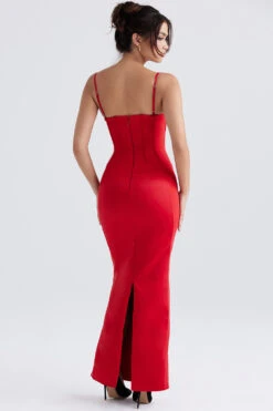 Red Satin Corset Maxi Dress 24 Red Satin Corset Maxi Dress -Pinkyy Kleider Geschaft shani 7