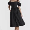 Black Puff Sleeve Midi Sundress