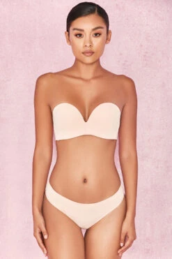 Plain Molded Strapless Bra - Beige -Pinkyy Kleider Geschaft smooth 11