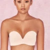 Plain Molded Strapless Bra - Beige