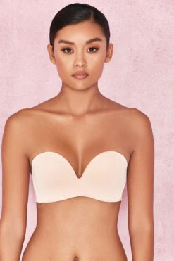 Plain Molded Strapless Bra - Beige