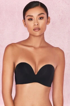 Plain Molded Strapless Bra - Black