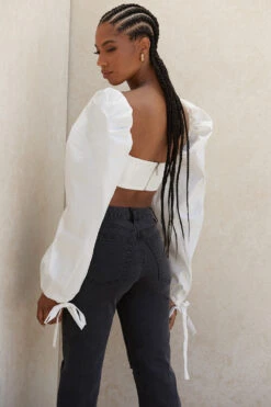 White Balloon Sleeve Corset Top 15 White Balloon Sleeve Corset Top -Pinkyy Kleider Geschaft stella 6