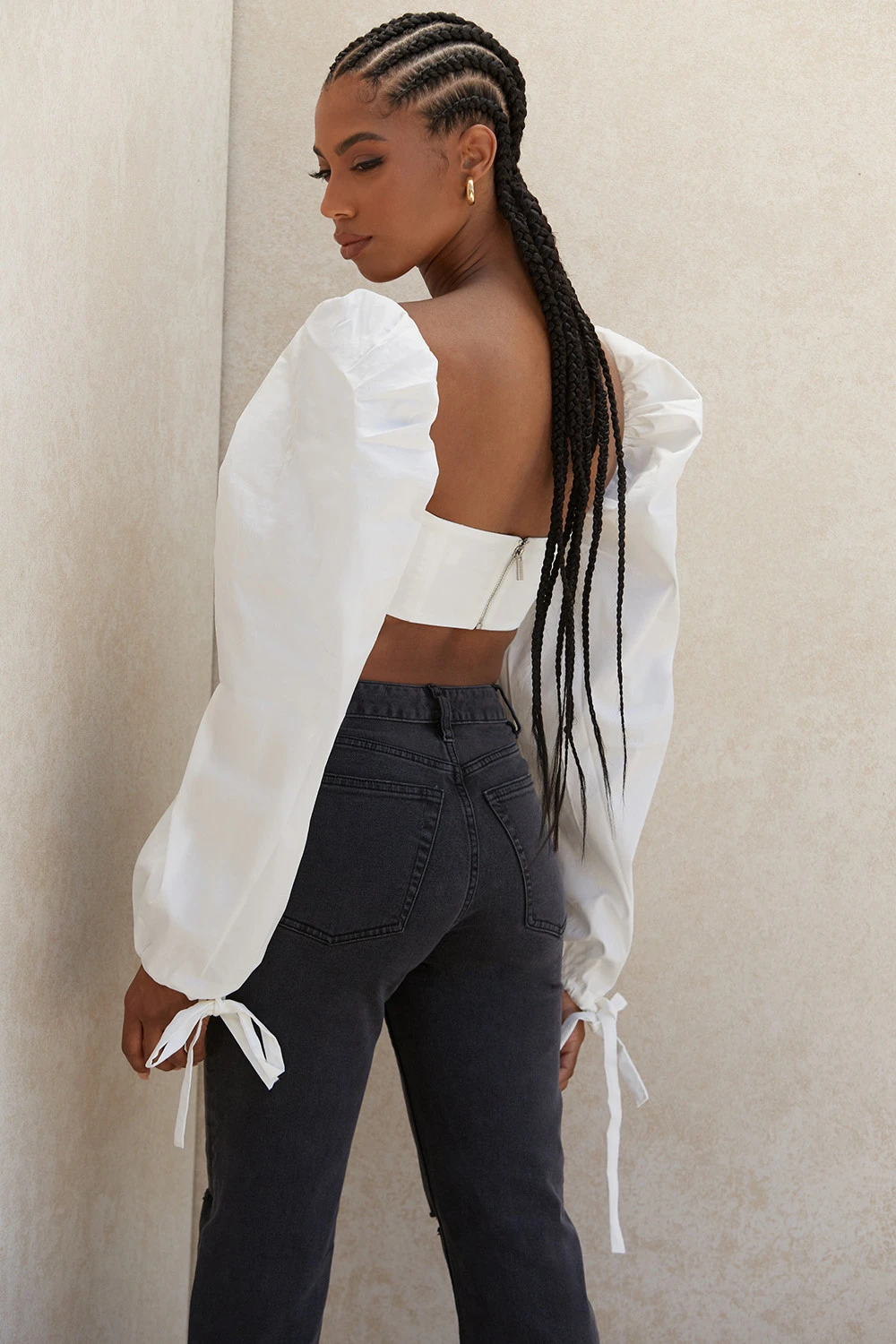 White Balloon Sleeve Corset Top 6 White Balloon Sleeve Corset Top – Bild 6