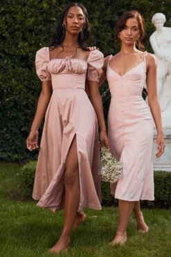 Blush Puff Sleeve Midi Dress -Pinkyy Kleider Geschaft tallulah bl24