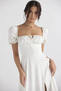 White Puff Sleeve Midi Sundress -Pinkyy Kleider Geschaft tallulah wh 6